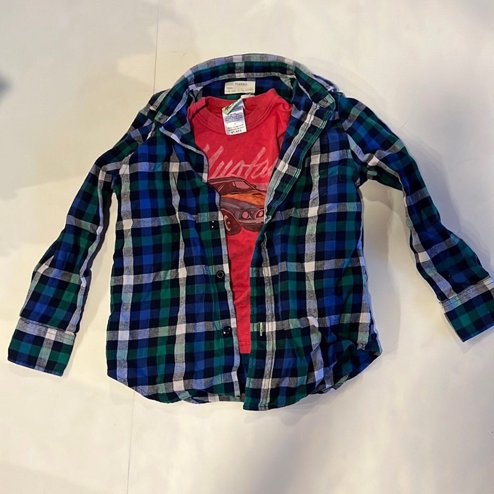 Crewcuts Flannel, Blue/Green 6/7 kids